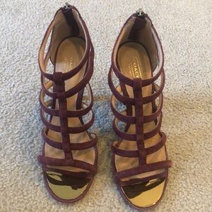 Coach Lavania Heeled Sandal, Port, 8.5M